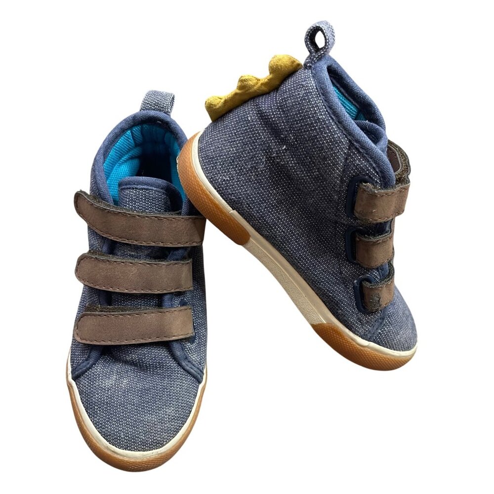 Toddler Dinosaur Themed High‎ Top Sneakers Unisex Toddler 9 Blue Hook and Loop